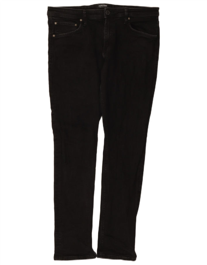 Blugi slim pentru bărbați Jack & Jones W36 L32 bumbac negru