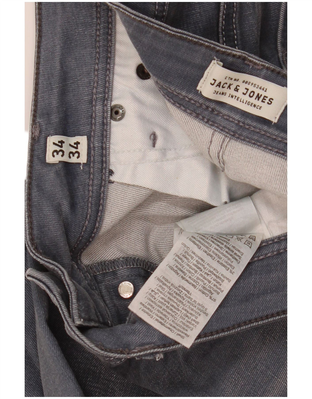Blugi Jack & Jones Tim Slim pentru bărbați W34 L34 bumbac gri