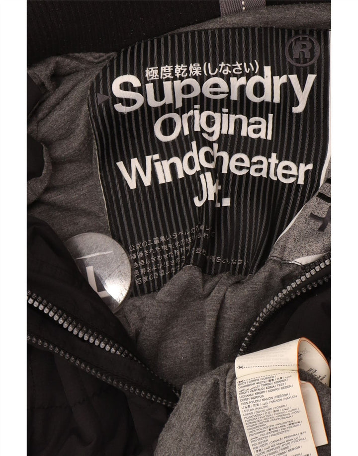 Superdry Windcheater Graphic Windbreaker Jachetă pentru femei UK 16 Large Black