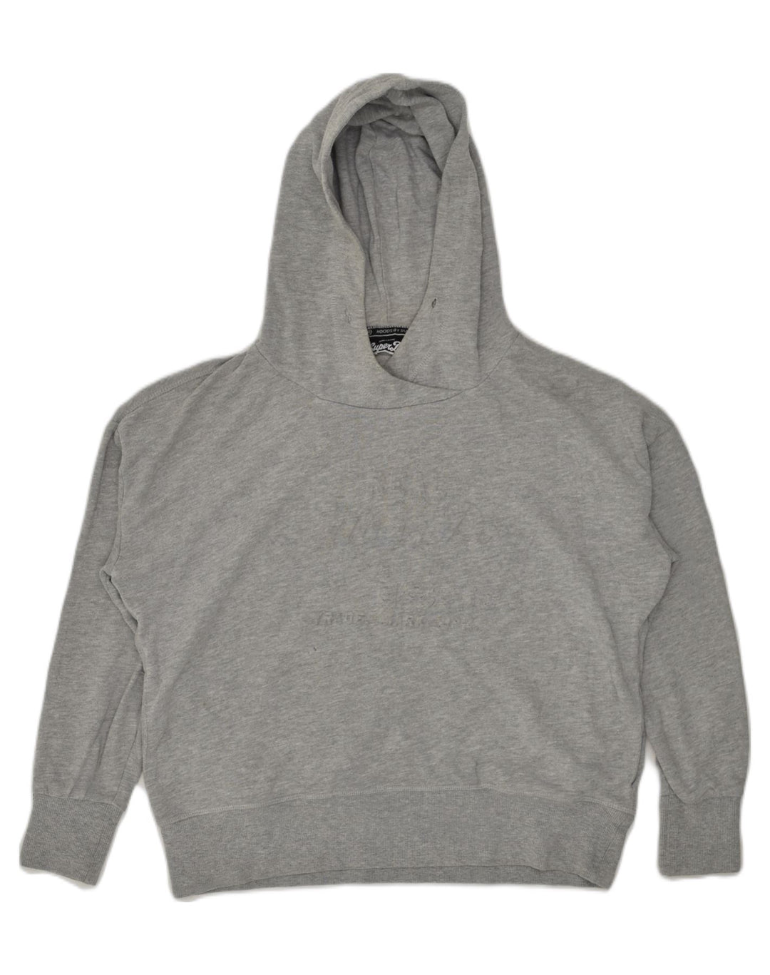 SUPERDRY Womens Hoodie Jumper UK 16 Large Grey Cotton | Vintage Superdry | Thrift | Second-Hand Superdry | Used Clothing | Messina Hembry 