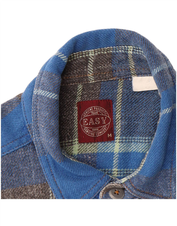 EASY Mens Flannel Shirt Medium Blue Check Cotton