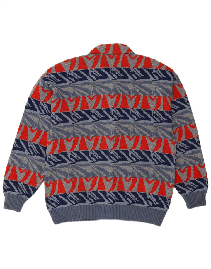 Pulover cardigan pentru bărbați Settebello Lână geometrică albastră mare