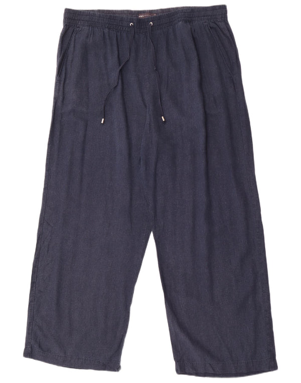Pantaloni chino pentru femei Marks & Spencer cu picioare largi UK 20 2XL W38 L30 bleumarin