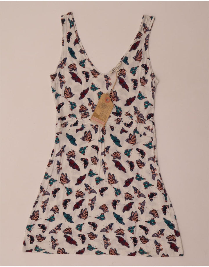 Fat Face Femei Sundress UK 14 Medium White Viscose Butterfly