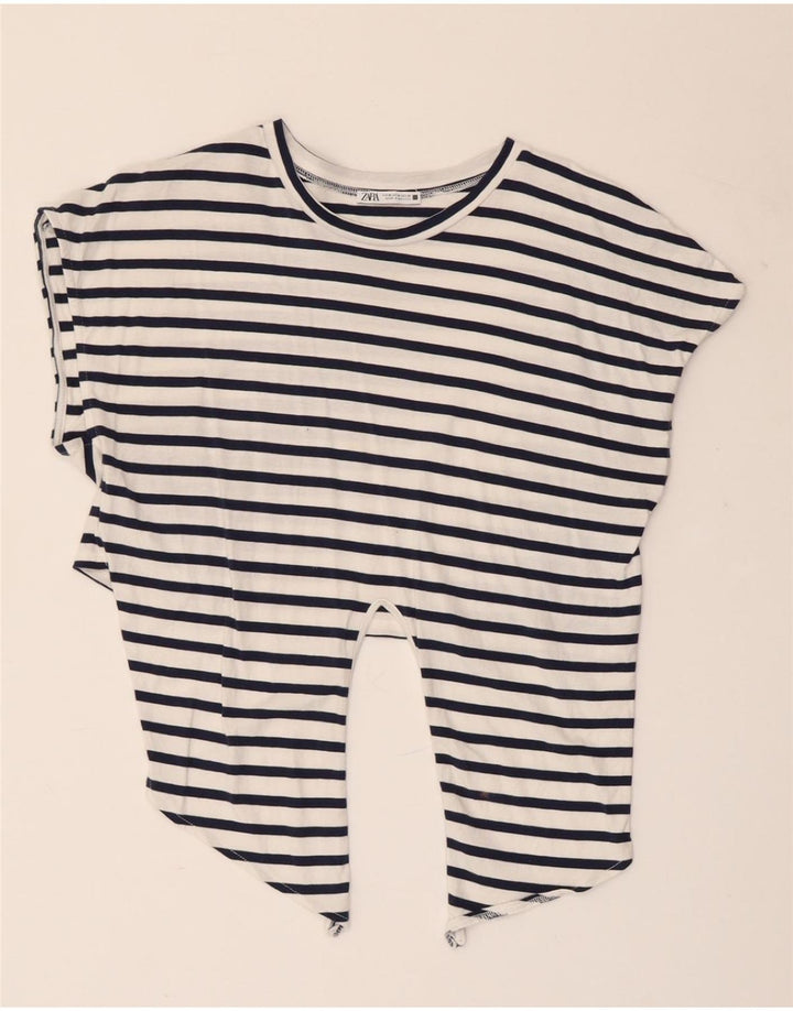 ZARA Womens Crop Top UK 14 Medium White Striped