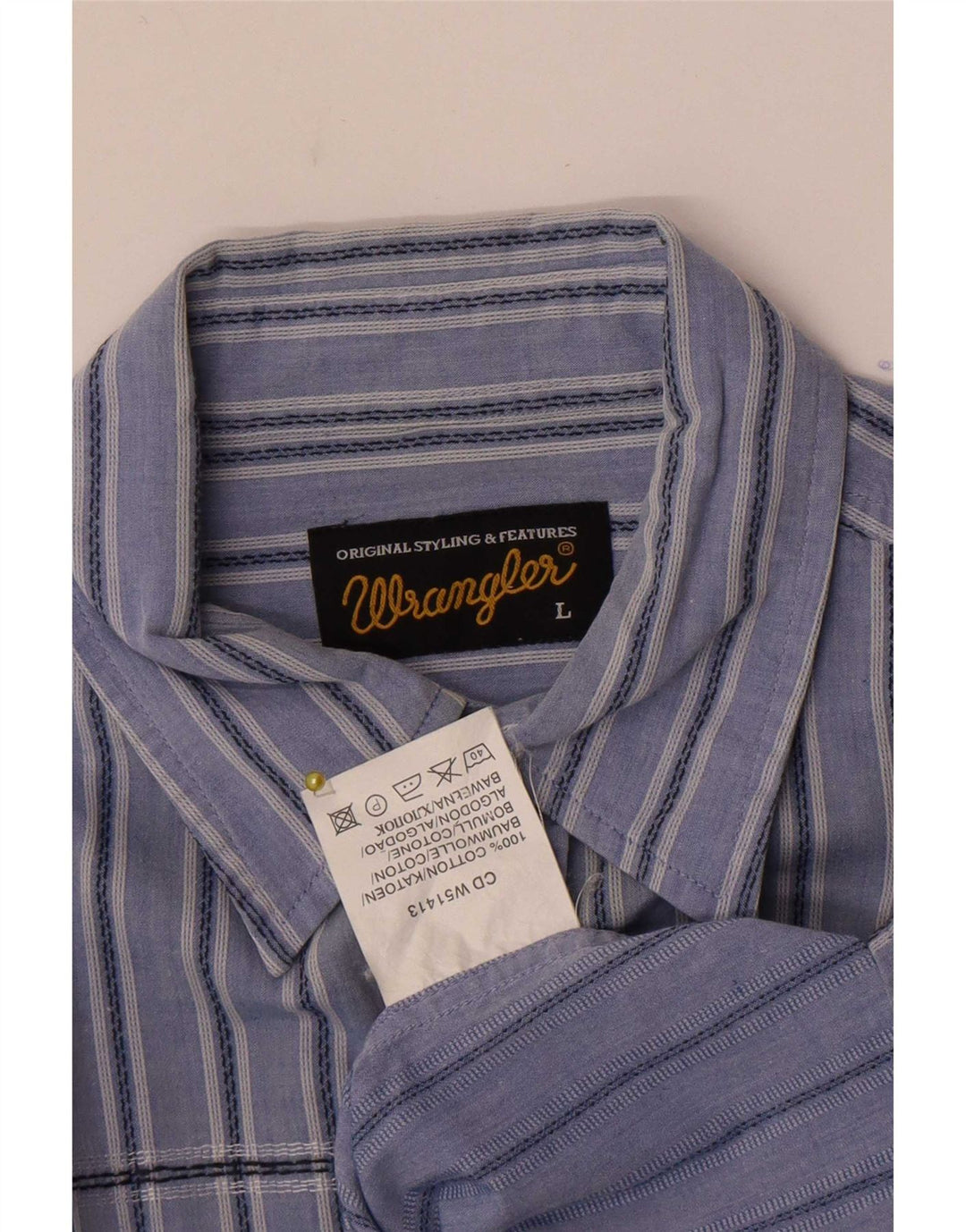 Cămașă cu mânecă scurtă pentru bărbați Wrangler, bumbac cu dungi albastre mari
