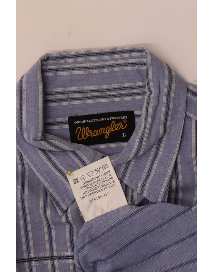 Cămașă cu mânecă scurtă pentru bărbați Wrangler, bumbac cu dungi albastre mari