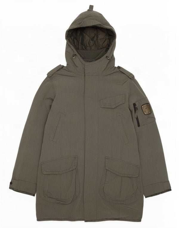 Dekker Mens Military Hooded Parka Jacket UK 36 Small Grey Polyamide
