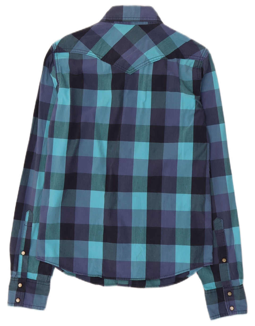 Cămașă occidentală pentru bărbați Hollister, din bumbac, albastru Gingham