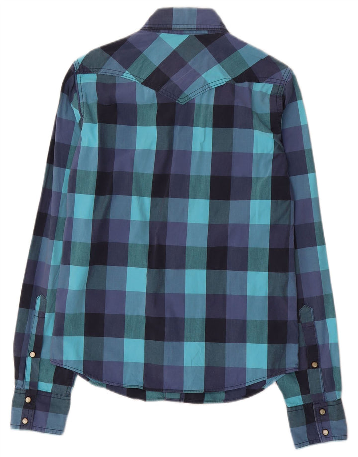 Cămașă occidentală pentru bărbați Hollister, din bumbac, albastru Gingham