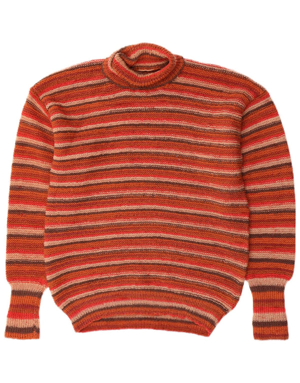 VINTAGE Womens Roll Neck Jumper Sweater UK 16 Large Red Striped