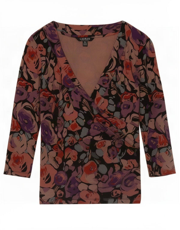 Ralph Lauren pentru femei Top cu mâneci 3/4 UK 10, mic, multicolor, viscoză florală