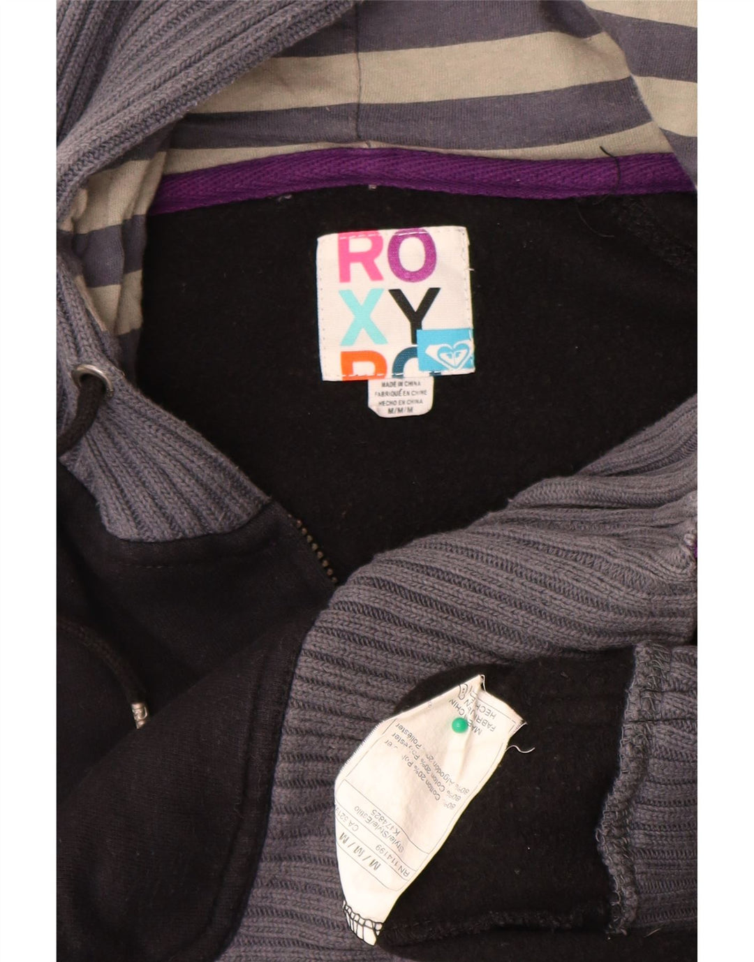 Pulover Roxy Crop Graphic Zip pentru femei UK 12 Medium Black Floral