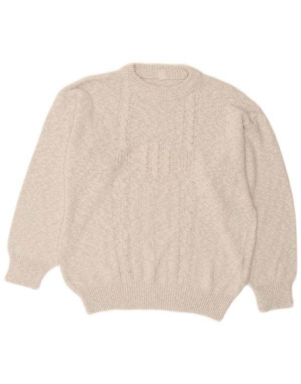 Pulover vintage pentru femei cu decolteu triplu UK 18 XL gri