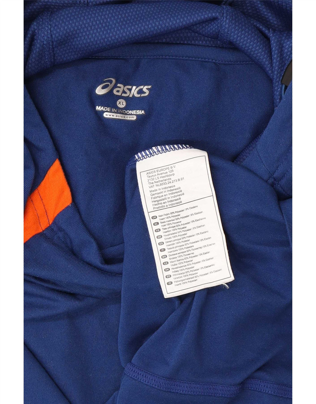 Top cu glugă pentru bărbați Asics cu mânecă lungă XL, poliester albastru
