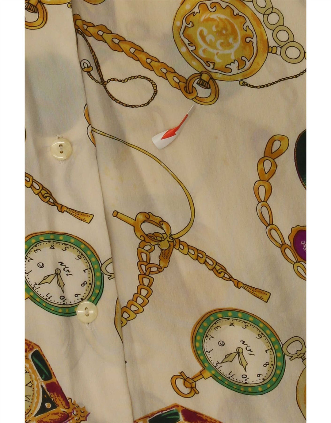 Bluză de cămașă vintage pentru femei cu model abstract, UK 16, mare, alb