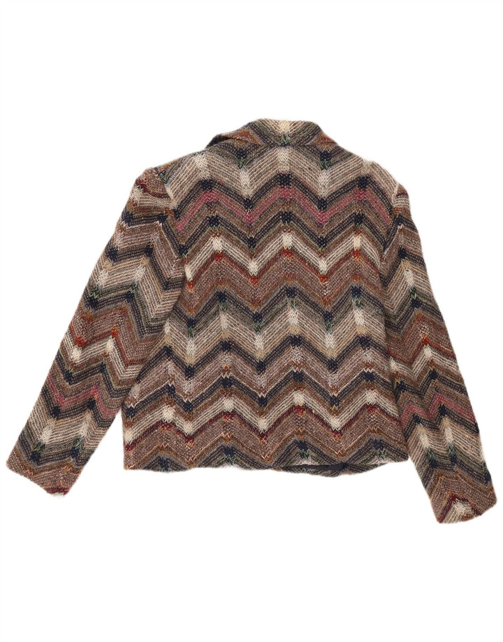 Jachetă vintage pentru femei, tricot deschis, UK 12, chevron mediu multicolor