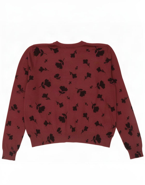 Pulover cardigan pentru femei Marks & Spencer UK 18 XL Burgundy, viscoză florală