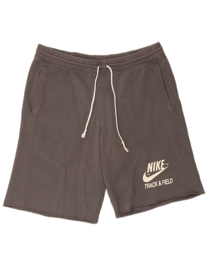Pantaloni scurți sport grafic Nike pentru bărbați, bumbac, gri mediu