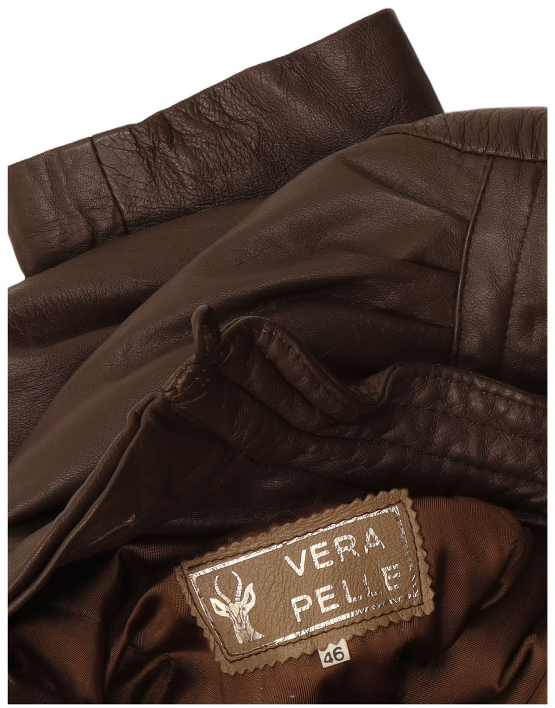 Jachetă de piele vintage pentru femei IT 46 Maro din piele maro