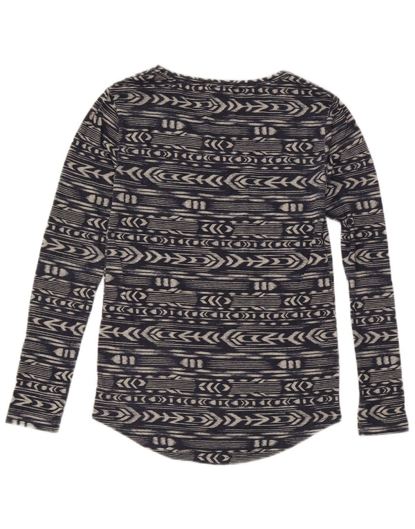 Top pentru femei Roxy cu mânecă lungă UK 6 XS bleumarin geometric poliester