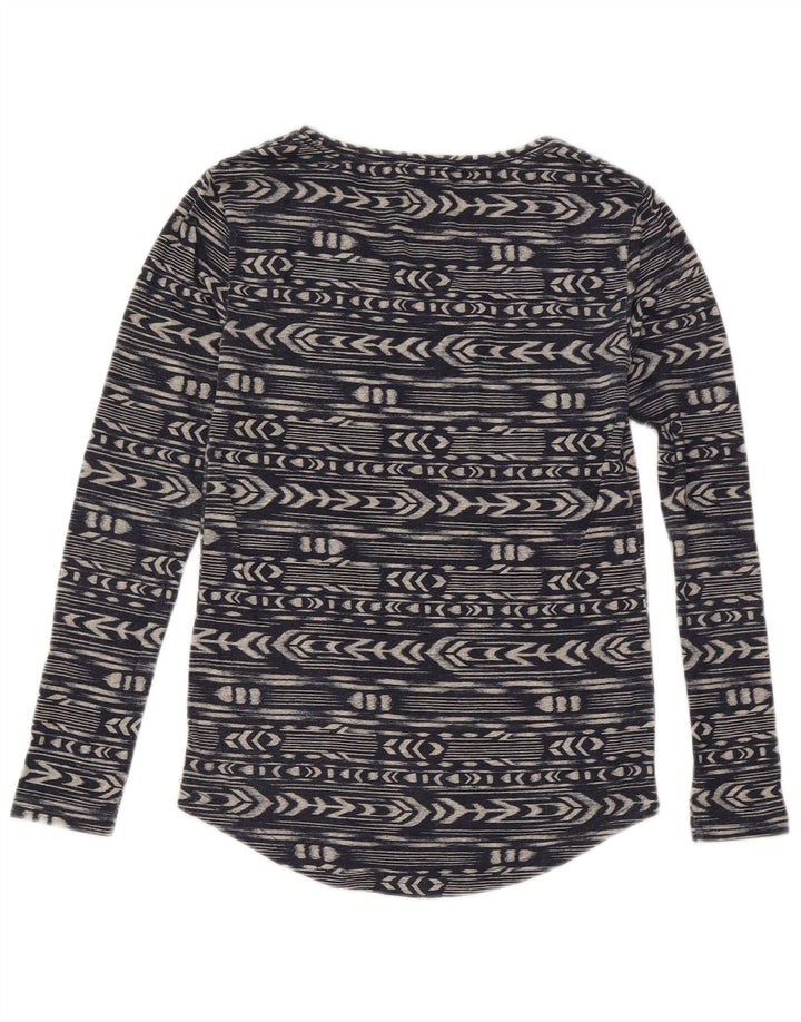 Top pentru femei Roxy cu mânecă lungă UK 6 XS bleumarin geometric poliester
