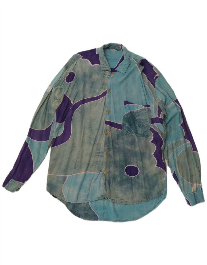 Cămașă VINTAGE pentru bărbați cu model abstract, XL, raion albastru