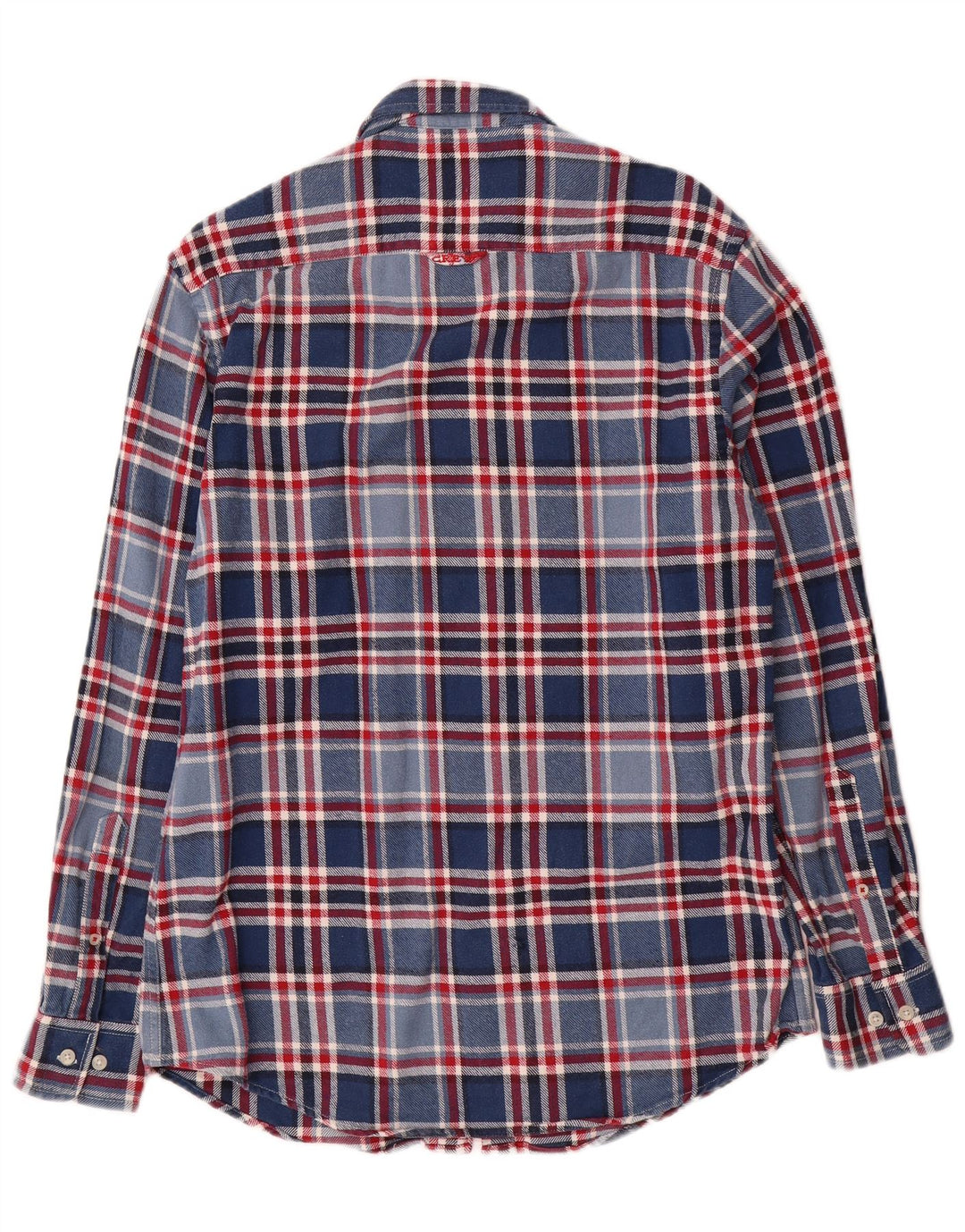 Crew Clothing Cămașă de flanel croită pentru bărbați, bumbac cu carouri albastru mediu