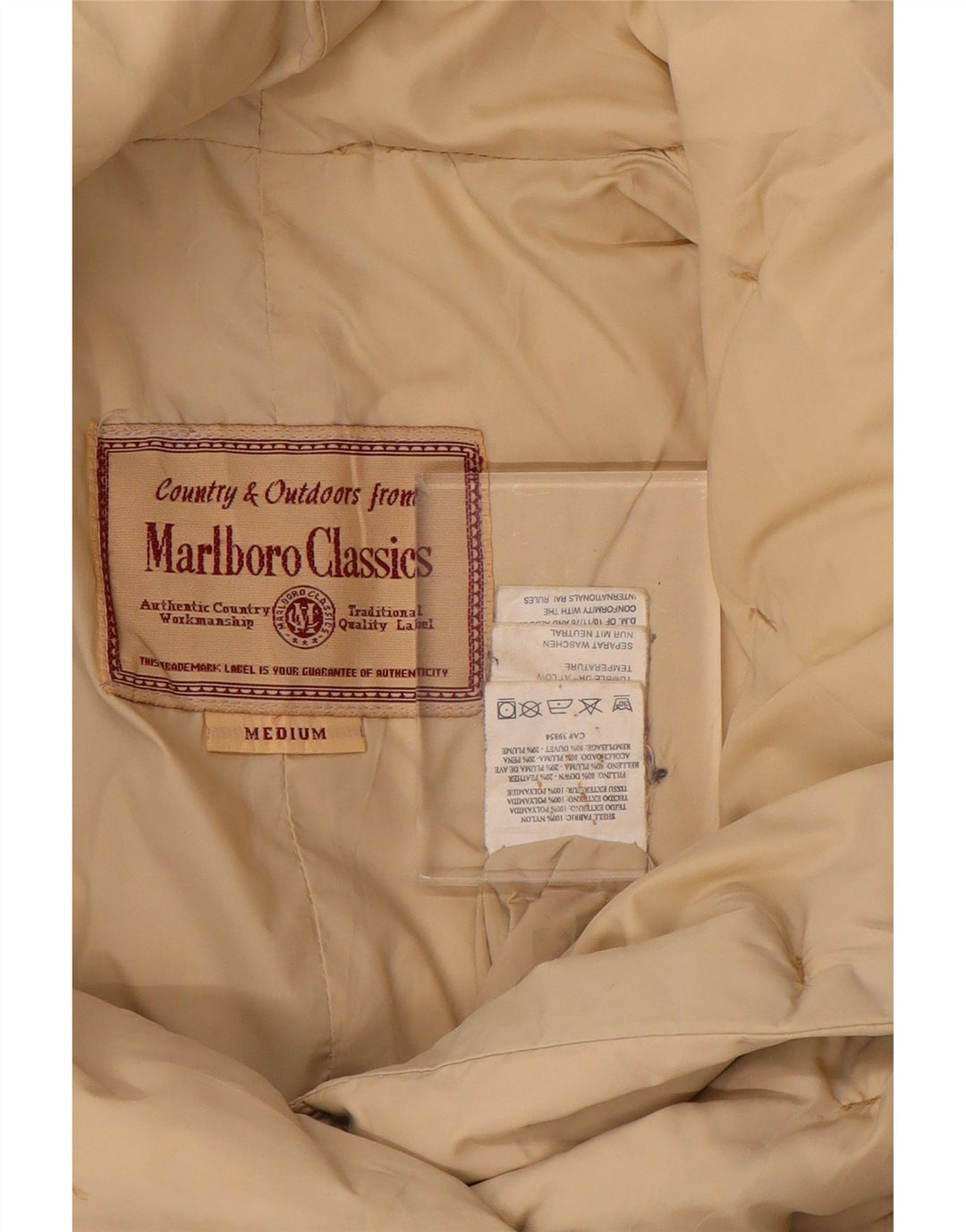 MARLBORO CLASSICS Womens Padded Coat UK 14 Medium Beige Polyester
