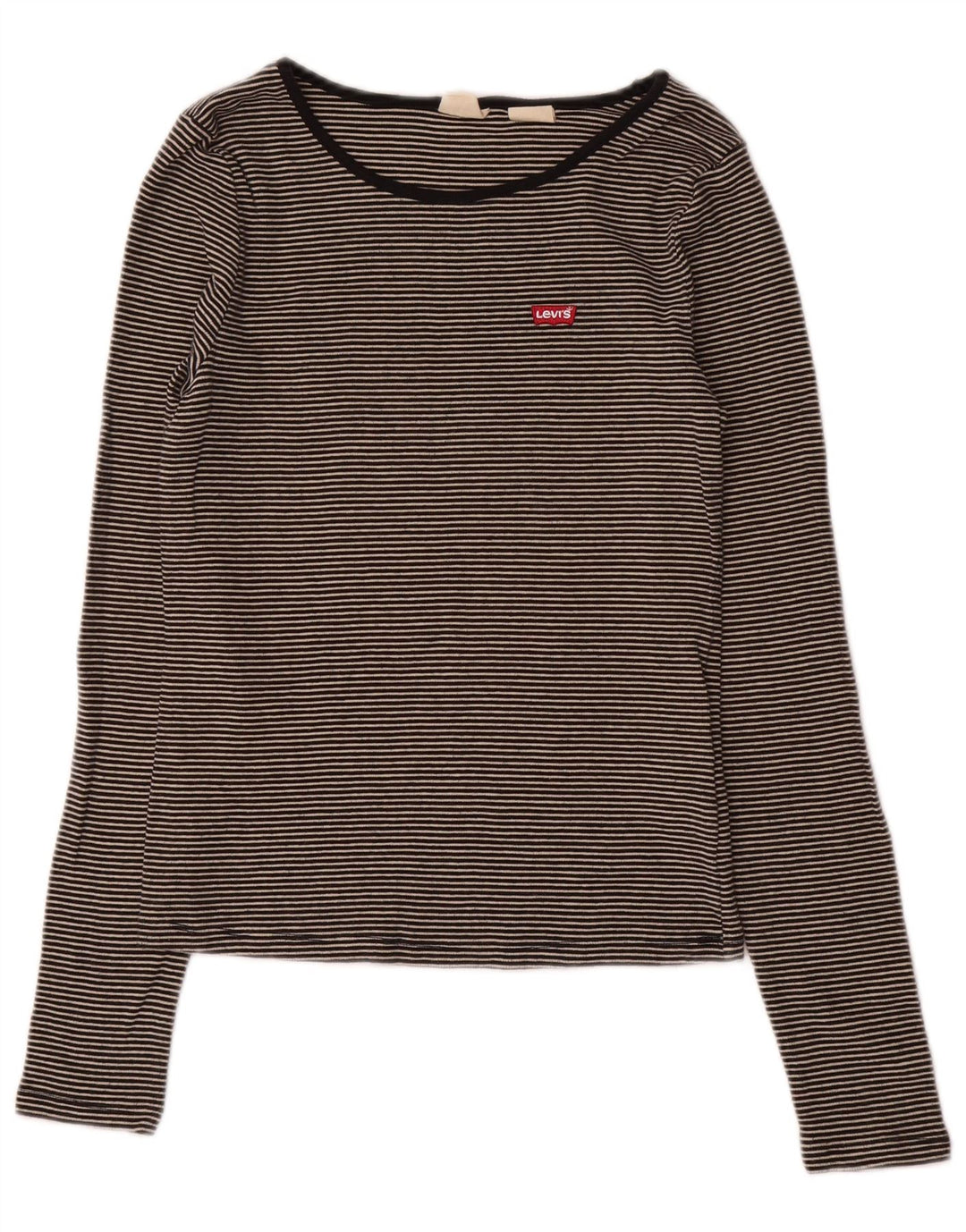 Top pentru femei Levi's cu mânecă lungă UK 12, gri mediu, bumbac cu dungi