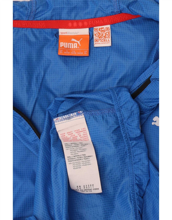 Jachetă de ploaie cu glugă Puma pentru bărbați UK 42 XL Blue Check Nylon