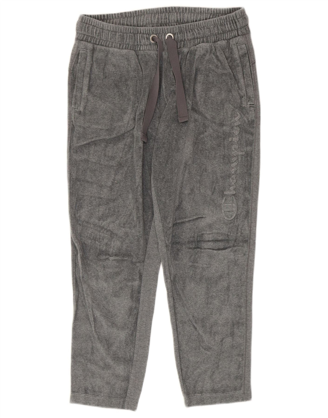 Pantaloni de trening din velur grafic Champion pentru femei UK 12 Gri mediu