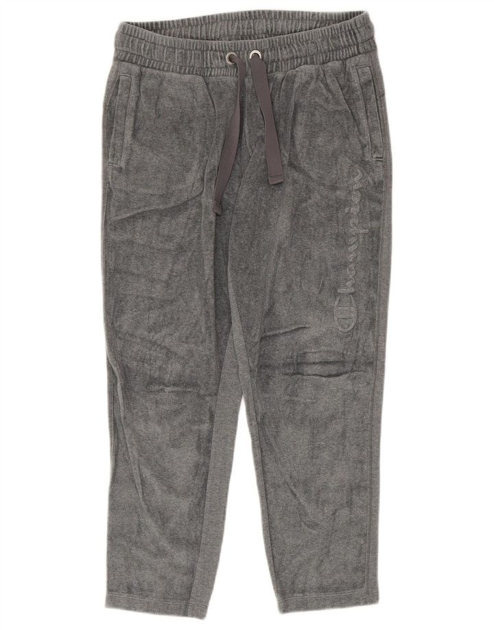 Pantaloni de trening din velur grafic Champion pentru femei UK 12 Gri mediu