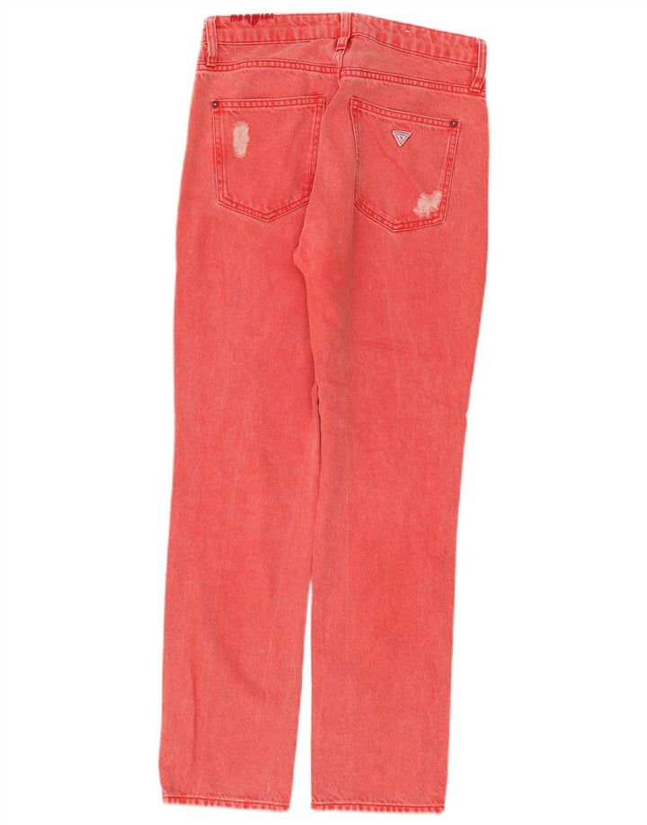 Guess Blugi Distressed drepte pentru femei W26 L28 bumbac roșu