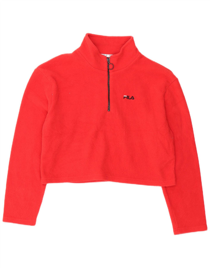 Pulover Fila pentru femei Crop Zip Neck Fleece UK 16 Poliester roșu mare