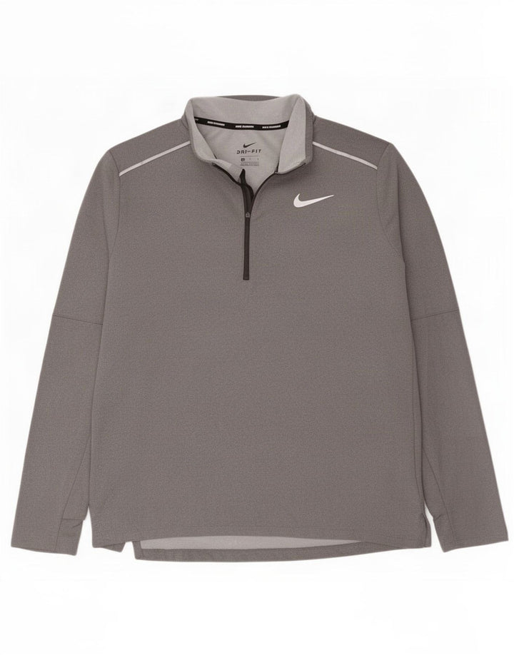Top de trening pentru bărbați Dri Fit, cu fermoar și gât, din poliester mare, gri