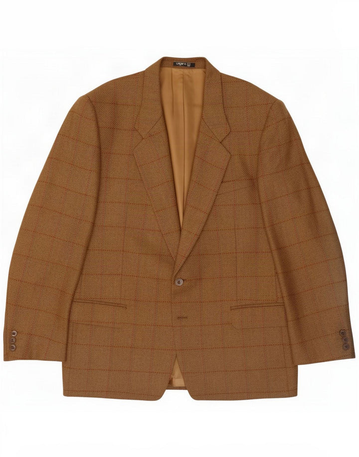 Sacou Ungaro pentru bărbați, cu 2 nasturi, IT 52 XL, lână virgină cu carouri kaki