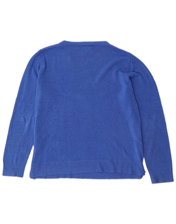 Pulover pentru femei Marks & Spencer, cu gât de barcă, UK 18 XL, albastru acrilic