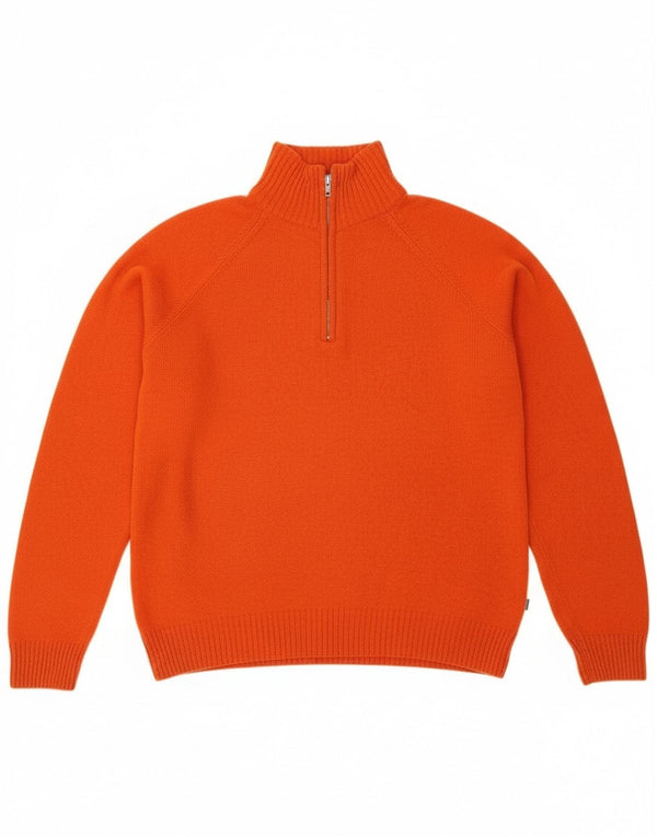 Asics Mens Zip Neck Jumper Sweater Medium Orange Wool