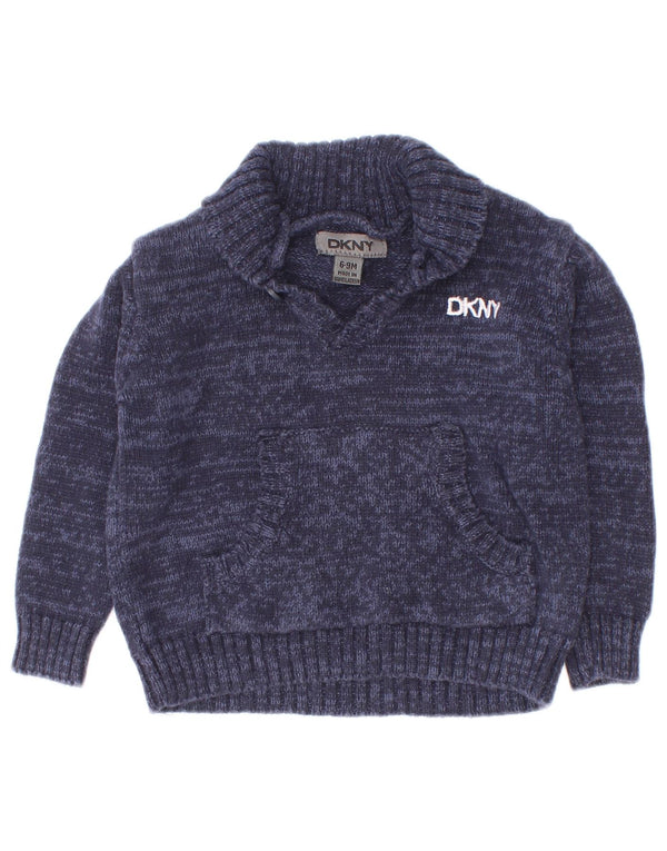 Dkny Pulover cu gât șal pentru bebeluși 6-9 luni, albastru marin cu pete
