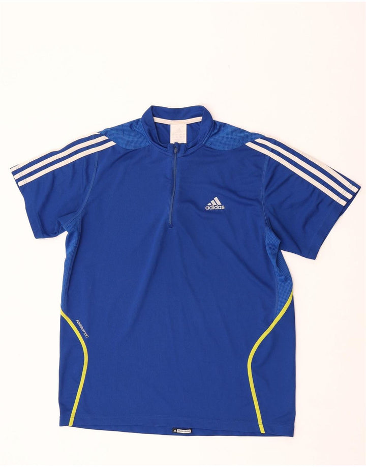 Tricou Adidas pentru bărbați, cu fermoar și gât, Top Medium Blue Poliester