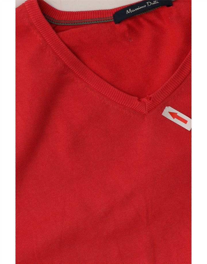 Massimo Dutti Pulover cu decolteu în V pentru bărbați, roșu mare