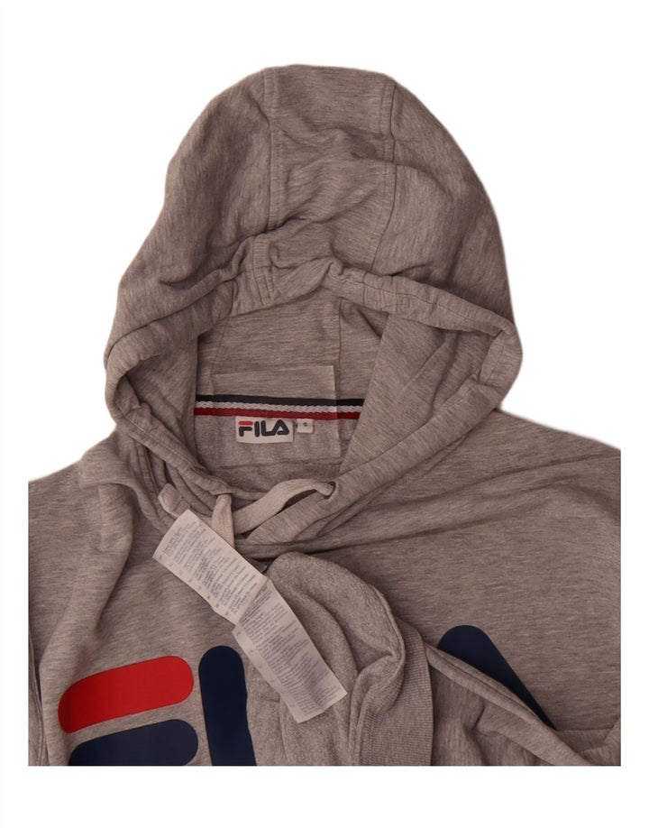 FILA Mens Graphic Hoodie Jumper Small Grey Cotton Vintage Fila and Second-Hand Fila from Messina Hembry 