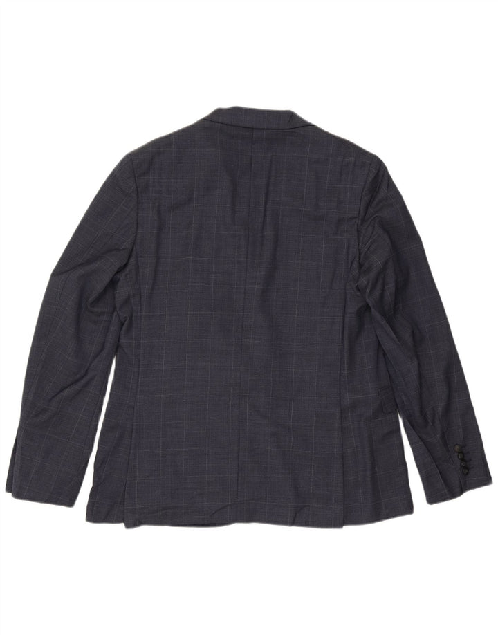Jachetă pentru bărbați Marks & Spencer, subțire, cu 2 nasturi, UK 42 XL, albastru bleumarin, carouri