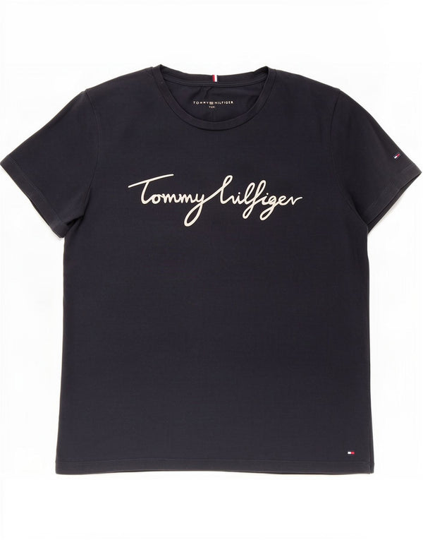 Tricou cu grafic Tommy Hilfiger pentru femei Top UK 22 3XL Bumbac bleumarin