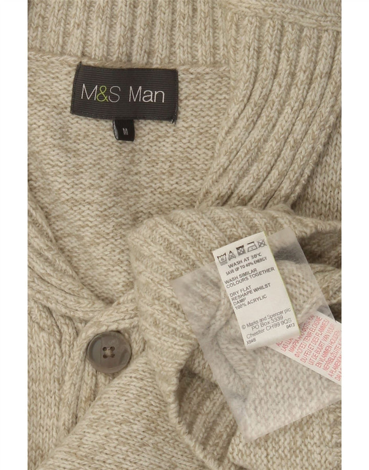 Pulover pentru bărbați Marks & Spencer, cu gât șal, acrilic cu pată verde mediu
