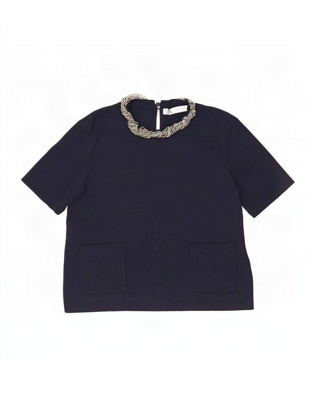 Bluză Crop Top Femei Zara UK 12 Medium Bleumarin Viscoză
