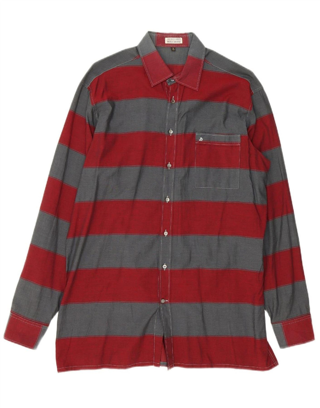 JACQUES BRITT Mens Shirt Size 16 41 Large Red Striped Cotton