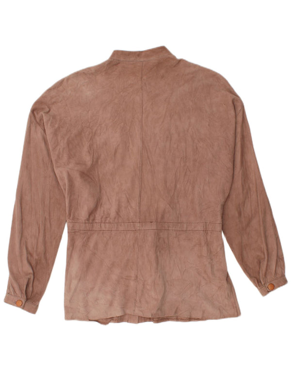 Bluză cămașă din piele intoarsa pentru femei VINTAGE EU 44 XL maro