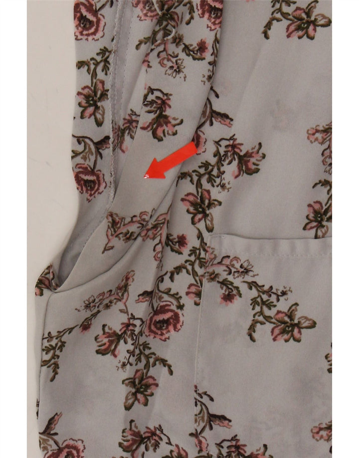 MOSSIMO Womens Blouse Top UK 14 Medium Grey Floral Polyester Vintage Mossimo and Second-Hand Mossimo from Messina Hembry 